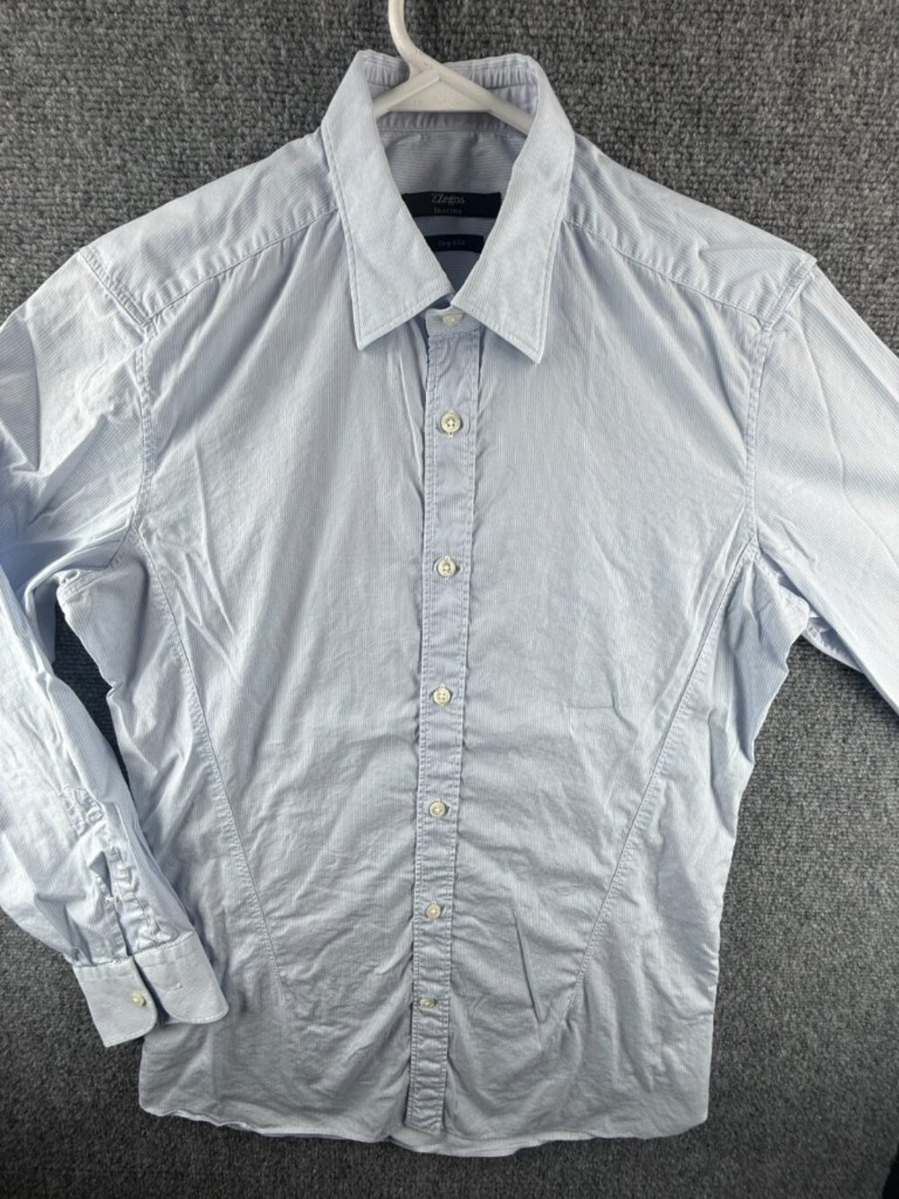 Ermenegildo Zegna Blue Turkey Nylon Cotton Spandex 15.5 Striped Long Sleeve Mens